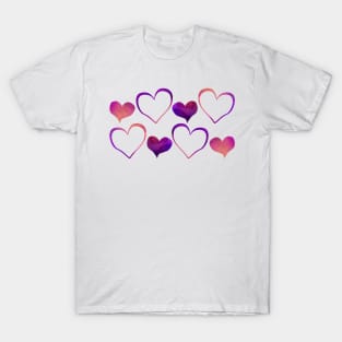 Watercolour pink and purple hearts (Valentines day) T-Shirt